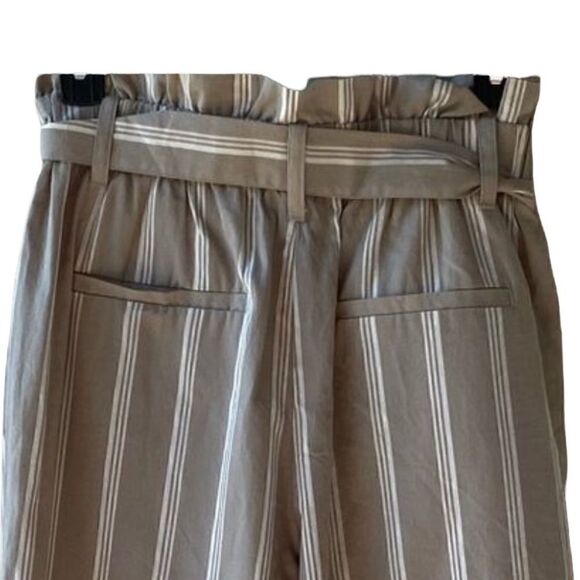 Thread & Supply Women's High Rise Stripes Paperbag Tie-Waist Pants Tan & White - Picture 5 of 5